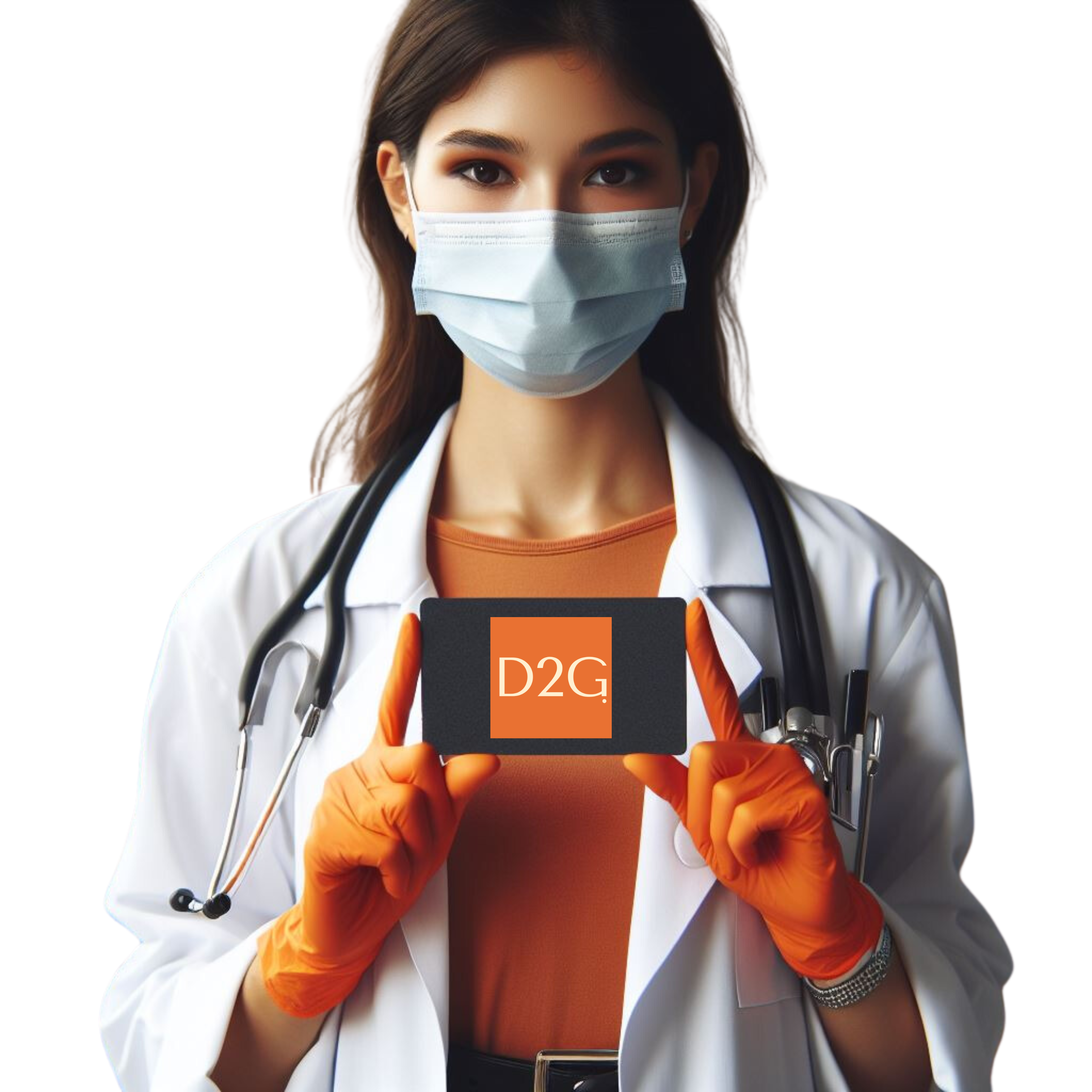 Doc2Go - Doctor holding D2G Placard | Devain HealthCare